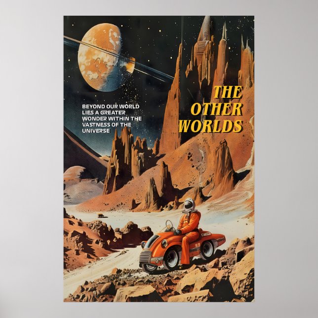 Affiche Retro Sci-Fi Art Print Galactic Scooter Ride (Devant)