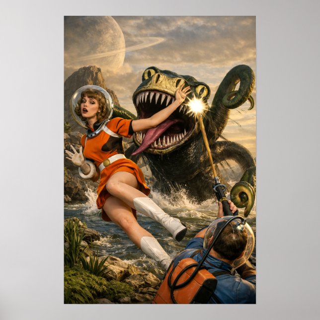 Affiche Retro Sci-Fi Fantasy Space Monster Art (Devant)