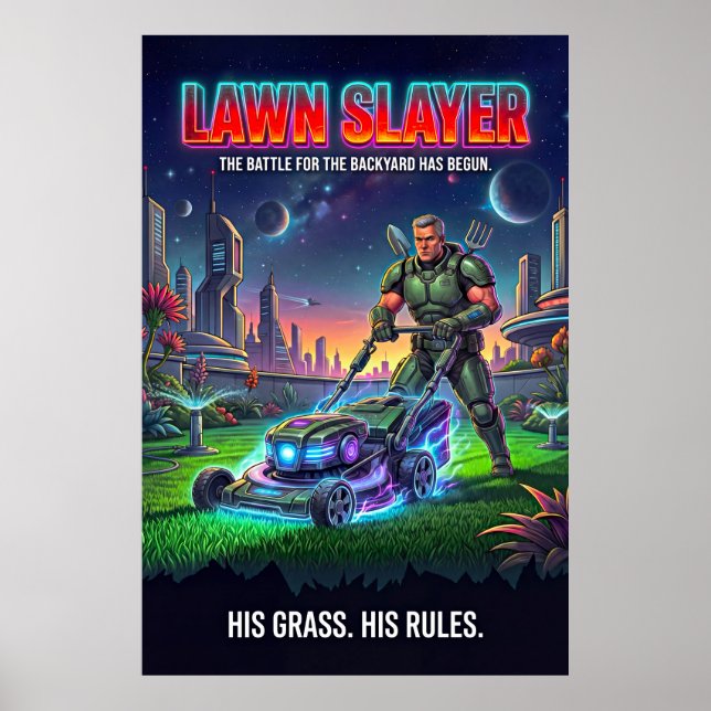 Affiche Retro Sci Fi Tactical Lawn Hero Parody (Devant)