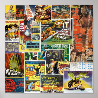 Affiche Retro Sci Wi Films Collage