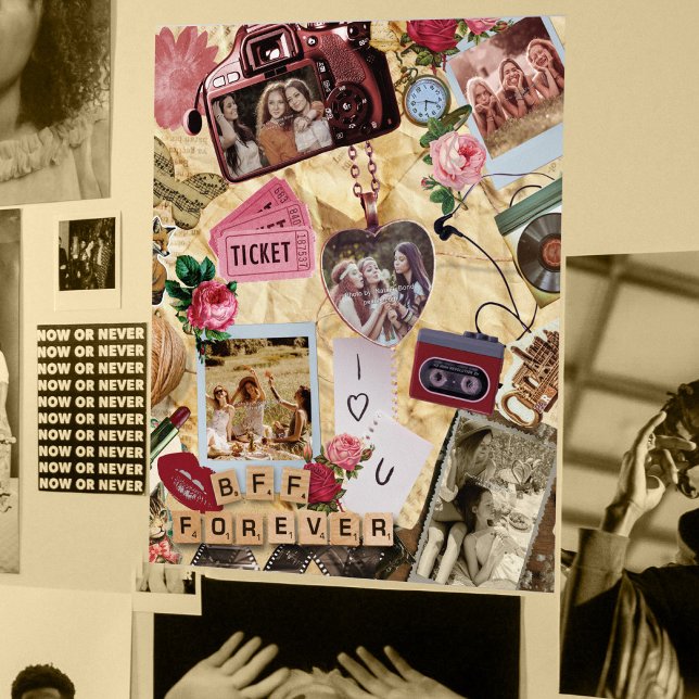 Affiche Retro Scrapbook Best Friends Forever Photo Collage (Créateur téléchargé)