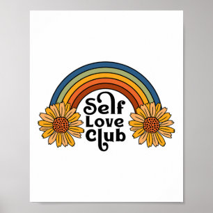 Affiche Rétro Self Love Club Sunflower Rainbow Mental Heal