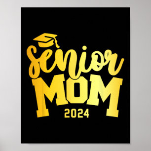 Affiche Rétro Senior Mom Graduation Classe De 2024 School