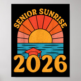 Affiche Retro Senior Sunrise 2026 Aînés De Cl Beach Grad
