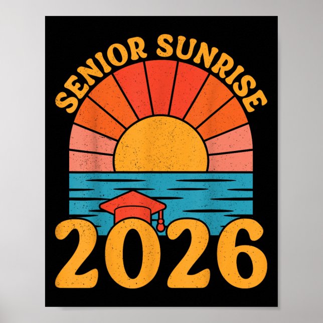Affiche Retro Senior Sunrise 2026 Aînés De Cl Beach Grad (Devant)