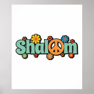 Affiche Retro Shalom Hebrew Peace & Harmony Cadeau juif