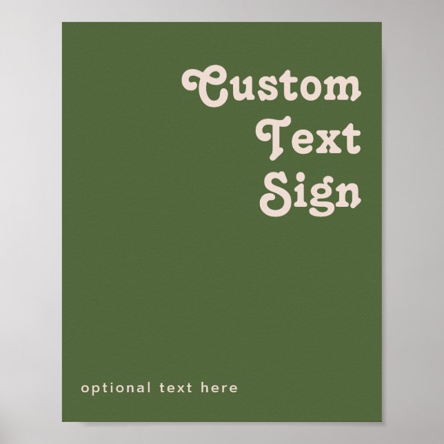 Affiche Rétro simple | Olive Green Cartes et Cadeaux perso (Devant)