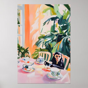 Affiche Rétro Singe, Peinture à l'Huile de Singe, 