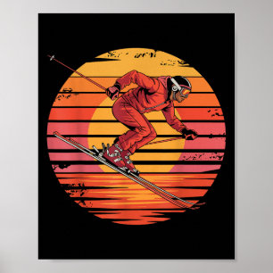 Affiche Retro Ski alpin Vintage Sunset Sports Cadeaux