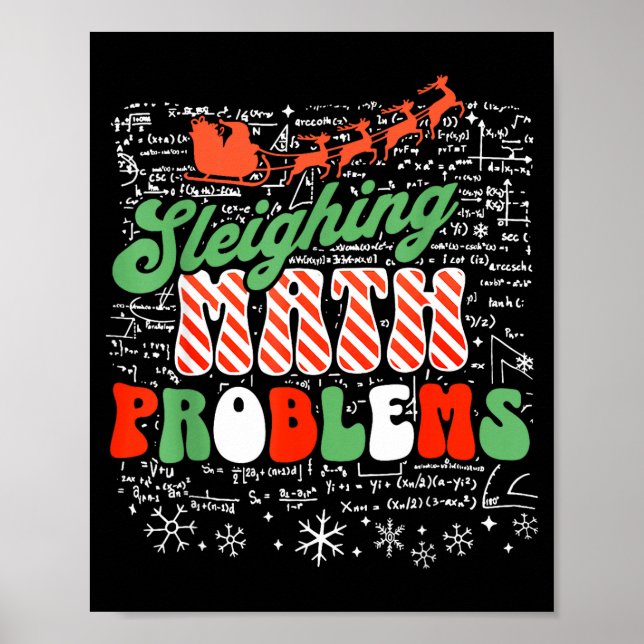 Affiche Retro Sleighing Math Problems Santa Math Teacher C (Devant)