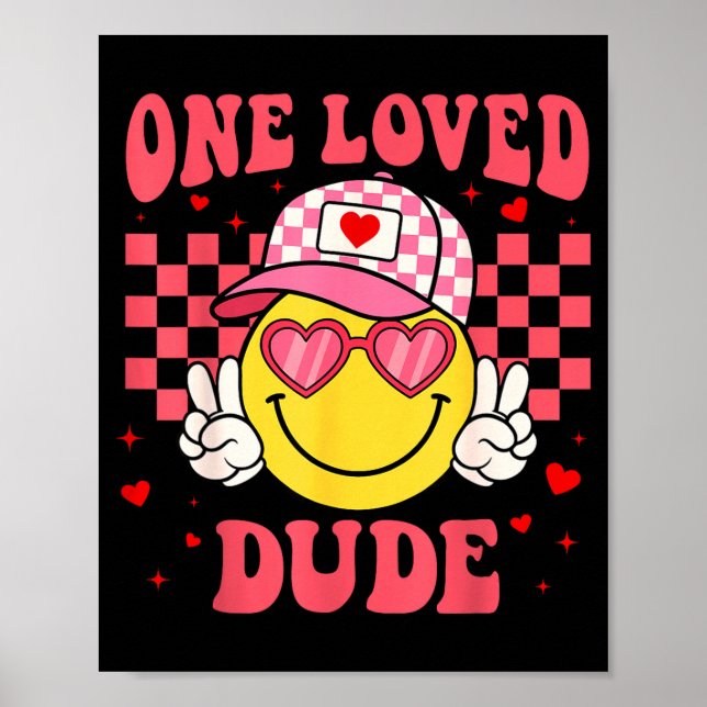 Affiche Retro Smile Face One Loved Dude Valentines Day Men (Devant)