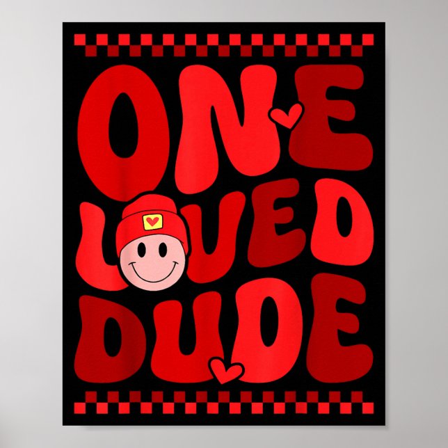 Affiche Retro Smile Face One Loved Dude Valentines Day Men (Devant)