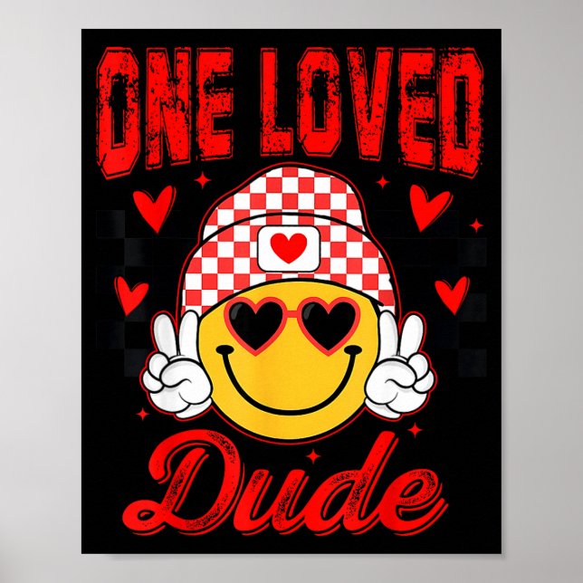 Affiche Retro Smile Face One Loved Dude Valentines Day Men (Devant)