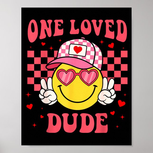 Affiche Retro Smile Face One Loved Dude Valentines Day Men (Devant)