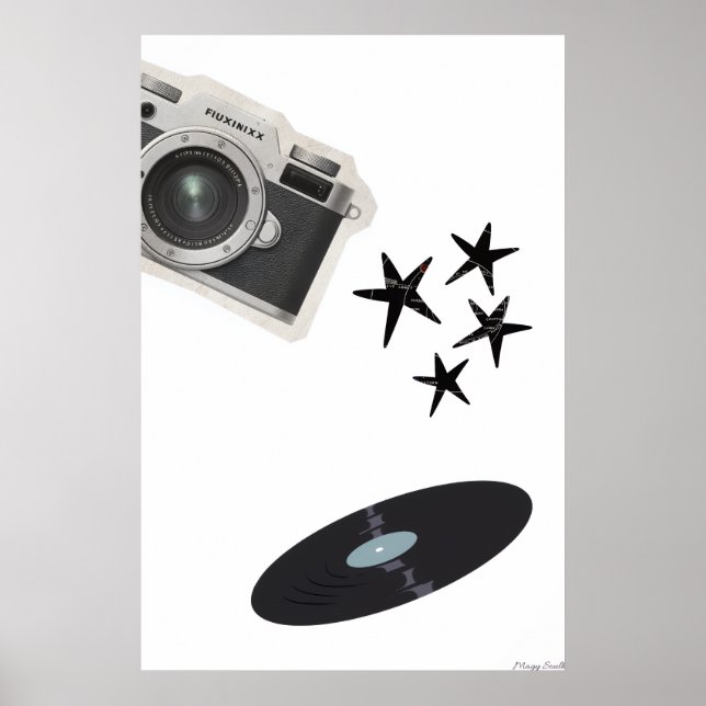 Affiche Retro Soul : Collage Vinyle, Objectif et Étoiles (Devant)