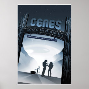 Affiche Retro Space Travel Poster-Nwarf Planet Ceres.