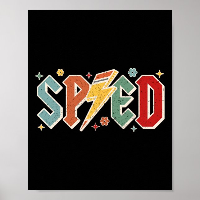 Affiche Retro Sped Teacher Pencil Lightning Bolt Back To S (Devant)