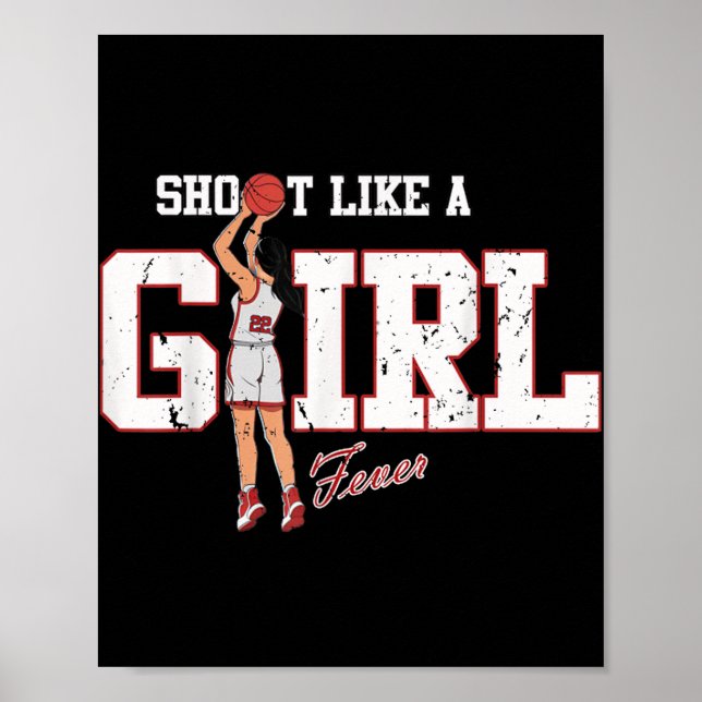 Affiche Retro Sport Citation Tirer Comme Une Fille Basketb (Devant)