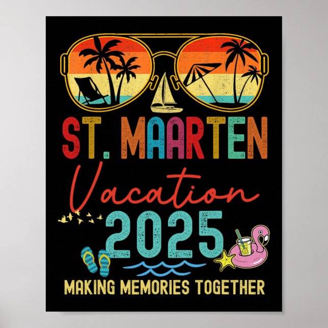 Affiche Retro St. Maarten Vacation 2025 Souvenirs Correspo (Devant)