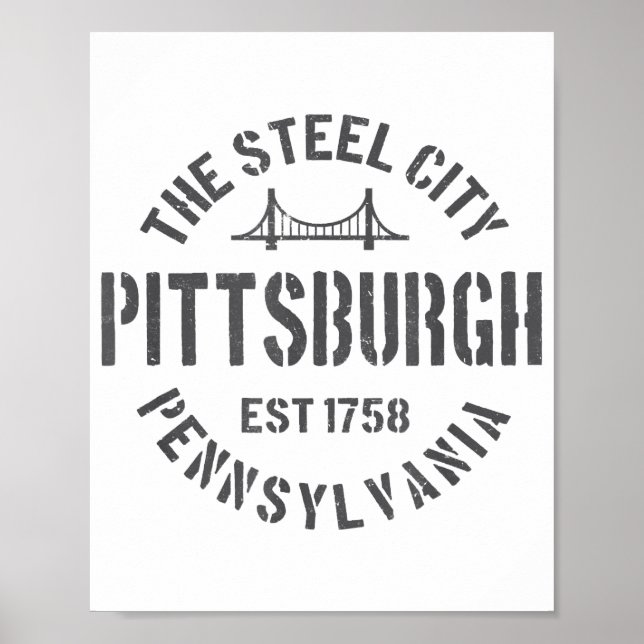 Affiche Retro Steel City Pittsburgh Pennsylvania Yinz vint (Devant)