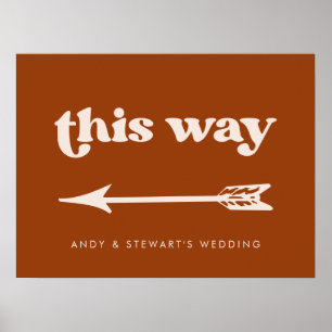 Affiche Retro stylé Burnt Orange Mariage Direction