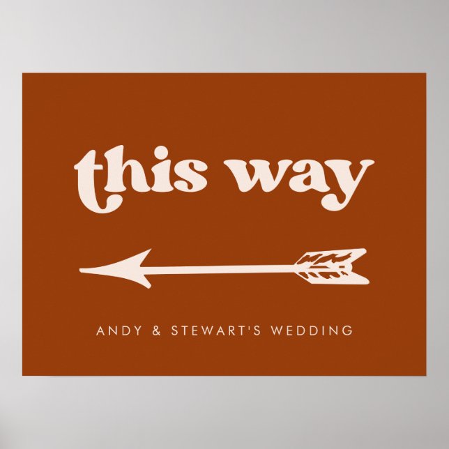 Affiche Retro stylé Burnt Orange Mariage Direction (Devant)
