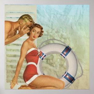 Affiche Rétro style de cru de Pin- de plage