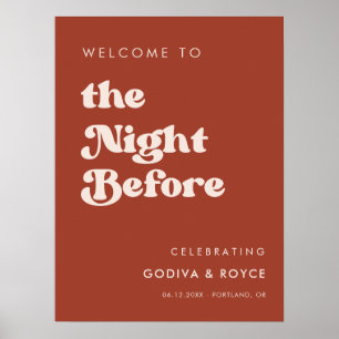 Affiche Rétro stylé Terracotta Nuit avant Bienvenue