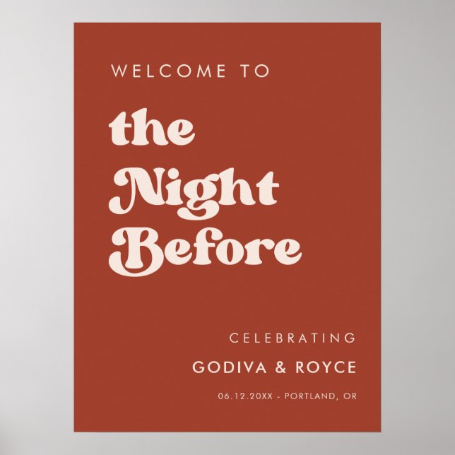 Affiche Rétro stylé Terracotta Nuit avant Bienvenue (Devant)