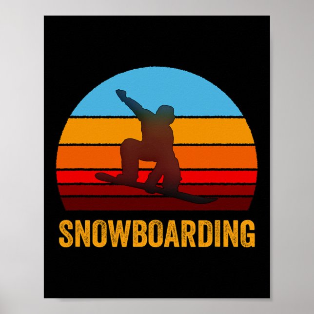 Affiche Retro Style Vintage Sunset Snowboard (Devant)