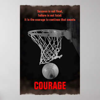 Affiche Rétro succès Courage Basketball Inspiration