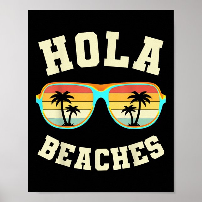 Affiche Retro Summer Hola Plages Funny Beach Vacances Vin (Devant)