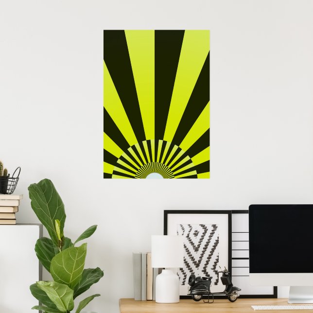Affiche Retro Sun Boho Sunshine Jaune Noir Abstrait Art (Bureau à domicile)