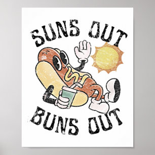 Affiche Retro Suns Out Buns Chaud Chien Chaud Bbq Quart De