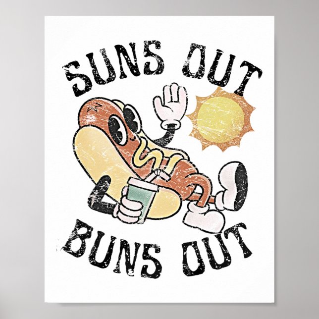 Affiche Retro Suns Out Buns Chaud Chien Chaud Bbq Quart De (Devant)