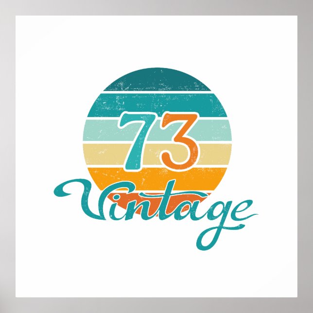 Affiche Retro Sunset 73 Vintage en détresse (Devant)