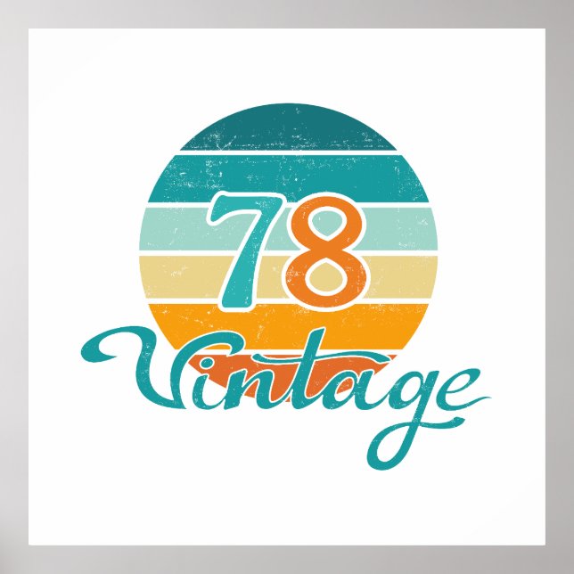 Affiche Retro Sunset 78 Vintage Distressed (Devant)