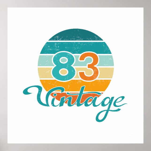 Affiche Retro Sunset 83 Vintage Distressed (Devant)