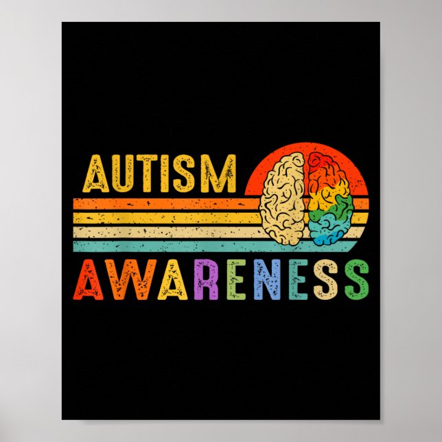 Affiche Retro Sunset Autism Awareness Neurodiversity Spect (Devant)