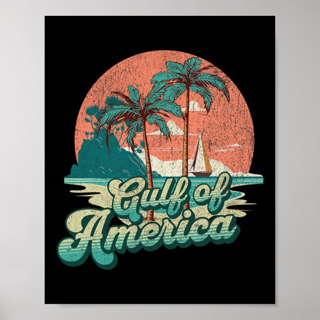 Affiche Retro Sunset Beach Vibes - Golfe D'Usa (Devant)