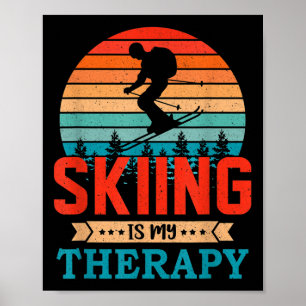 Affiche Retro Sunset Design Cadeau De Ski Pour Skieurs Amu