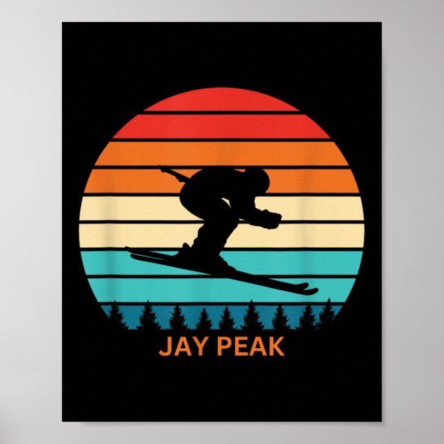 Affiche Retro Sunset Jay Peak Vermont Skieur (Devant)