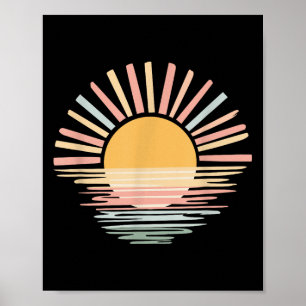 Affiche Retro Sunset Rays, filles Été, bella Toile Sunshi