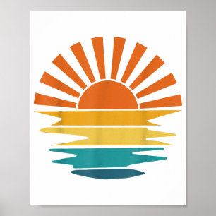 Affiche Retro Sunset Rays Wavy Vintage Retro Sunshine Sun