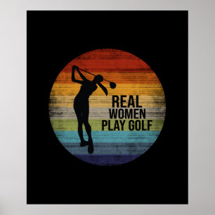 Affiche Retro Sunset Real Femmes Jouer Golf