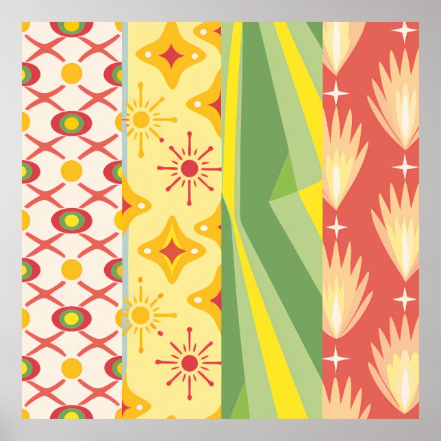 Affiche Retro Sunshine Patterns – Bold Colorful  (Devant)