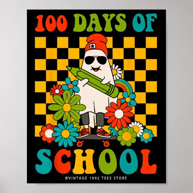 Affiche Retro Super 100 Jours D'Enseignants Scolaires Enfa (Devant)