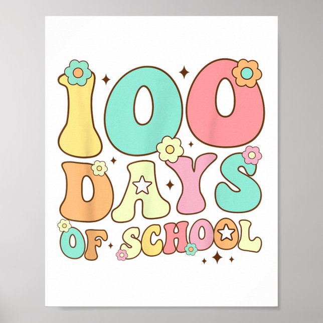 Affiche Rétro Super 100 Jours Joyeux 100E Jour De L'École  (Devant)