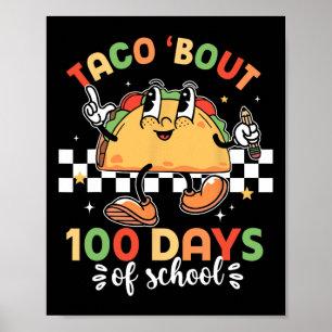 Affiche Retro Super 100e jour enseignant Taco Bout 100 jou