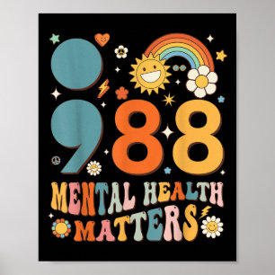Affiche Retro Super 988 Santé mentale S Prévention du suic